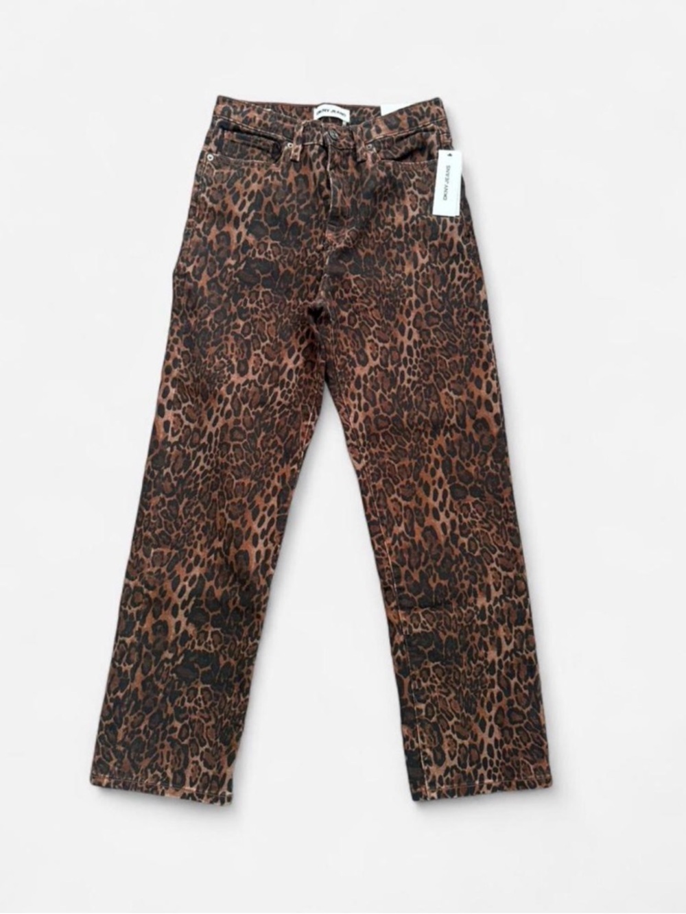 DKNY Leopard-Print High Rise Classic Straight Jeans - Size 8/29 NWT